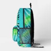 絞り染めパターンライムアクアティール（緑がかった色）-名前をカスタムする プリントバックパック (右)