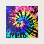 絞り染めパターン。手描きの虹絞り。インクt タペストリー (正面(横))