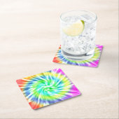 絞り染めパブボードコースター スクエアペーパーコースター (インサイチュ)