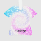 絞り染めパーソナライズされたヒッピー旋回Tシャツクリスマス オーナメント (裏面)