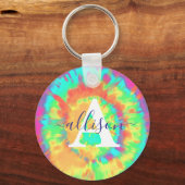 絞り染めパーソナライズされた キーホルダー (正面)