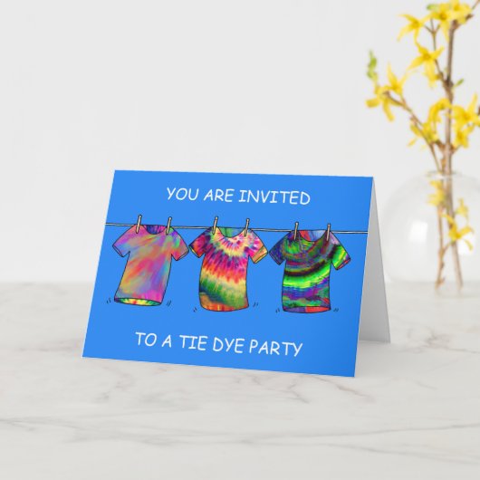 絞り染めパーティの招待状 カード (黄色い花)