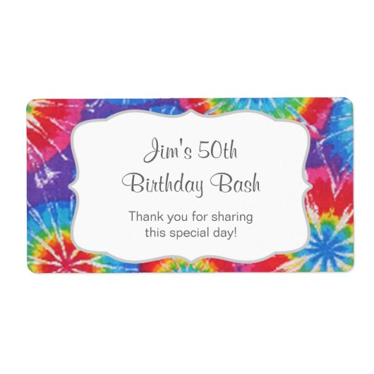 絞り染めパーティーウォーターカスタマイズボトルお願い ラベル (正面)