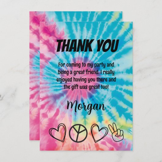 絞り染めパーティーサンキューカード 招待状 (正面/裏面)