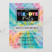 絞り染めパーティーヒッパイレインボー誕生日招待状 招待状 (正面/裏面)