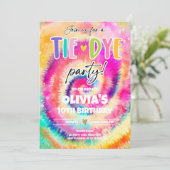 絞り染めパーティーヒッピーブライトカラーズガール誕生日 招待状 (スタンド正面)