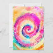 絞り染めパーティーヒッピーブライトカラーズガール誕生日 招待状 (裏面)