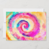 絞り染めパーティーヒッピーブライトカラーズガール誕生日 招待状 (裏面)