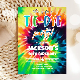 絞り染めパーティーヒッピー明るいカラーズボーイ誕生日 招待状