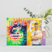 絞り染めパーティーヒッピー明るいカラーズボーイ誕生日 招待状 (スタンド正面)