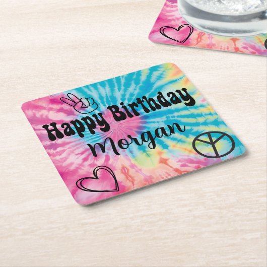 絞り染めパーティー スクエアペーパーコースター (アングル)