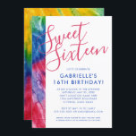絞り染めヒッッピシックレッドブルーイエロー16thインドパーティー 招待状<br><div class="desc">16歳の誕生日パーティーのブルー、レッド、イエロー、グリーンの絞り染め招待状は、カラフル染めの配色とプリント生地の質感を特徴とし、ゆったりとしたハイッピーなテーマパーティーの本物の外観。上部の文字は、年齢や大事な行事の種類に合わせて変更できる。高度なエディタを使用して、テンプレートのフォントまたは色を変更する。</div>