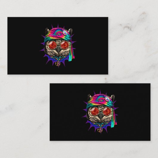 絞り染めヒッパイフクロウヒッピネスピースラブフクロウ682 名刺 (正面/裏面)