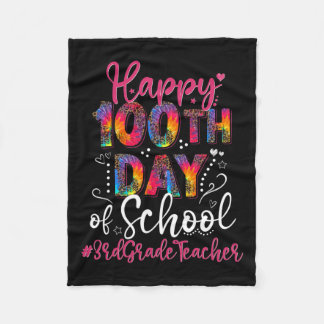 絞り染めヒョウ幸せ100日学校3年生 フリースブランケット