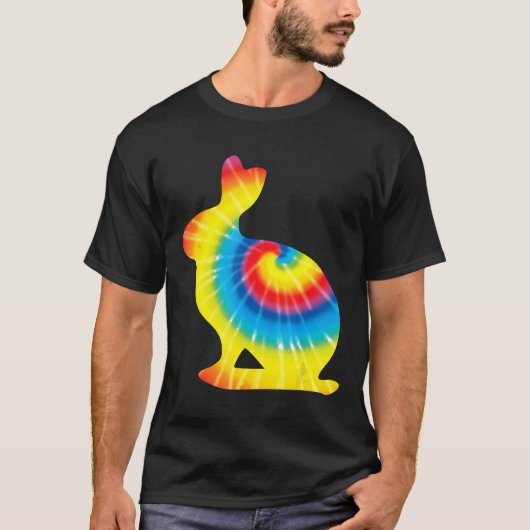 絞り染めピカレインボープリントロックラビットヒッパイペア Tシャツ (正面)