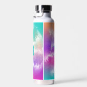 絞り染めピンクオレンジティール（緑がかった色）パープルモノグラム ウォーターボトル (右面)