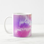 絞り染めピンクオレンジティール(緑がかった色)パープルモノグラム コーヒーマグカップ (左)