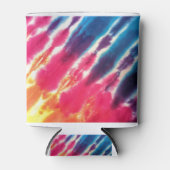 絞り染めピンクブルーパープルイエロー 缶クーラー (正面)