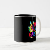 絞り染めピースアウト幼稚園の最終日 ツートーンマグカップ (正面右)