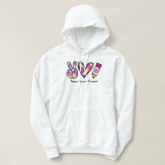 絞り染めピースラブアンドプリショールガールボーイキッズティー パーカ (デザイン正面)