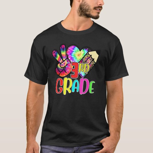 絞り染めピースラブ3年生先生学生戻る Tシャツ (正面)