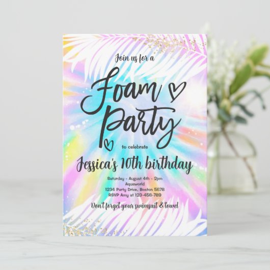 絞り染めフォームバースデーパーティーサマープールパーティー 招待状 (スタンド正面)