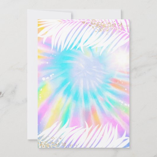 絞り染めフォームバースデーパーティーサマープールパーティー 招待状 (裏面)