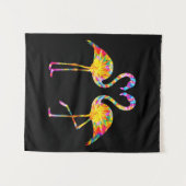 絞り染めフラミンゴ タペストリー (正面(横))