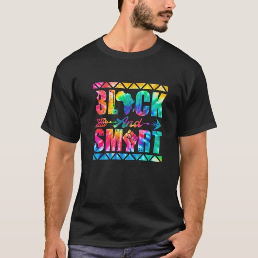 絞り染めブラックと頭が切れる17ブラックの歴史モン Tシャツ (正面)