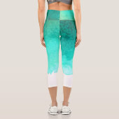 絞り染めブルーウォーター芸術品を気取ったカラーカラフルファンキーアート カプリレギンス (裏面)