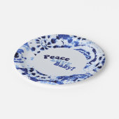 絞り染めブルーシボリピースラブベビーシャワー ペーパープレート (アングル)