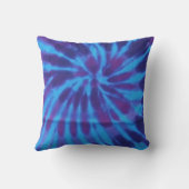 絞り染めブルーティール（緑がかった色）パープルカラフルパターンヒッピー クッション (裏面)