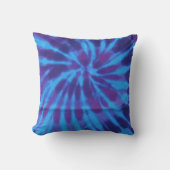 絞り染めブルーティール（緑がかった色）パープルカラフルパターンヒッピー クッション (正面)