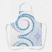 絞り染めブルー白い渦巻きファンキーレトロパターン エプロン (正面)