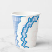 絞り染めブルー白い渦巻きファンキーレトロパターン 紙コップ (正面)