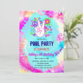 絞り染めプールの誕生日の招待 サンキューカード (スタンド正面)