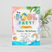 絞り染めプールの誕生日の招待 招待状 (スタンド正面)