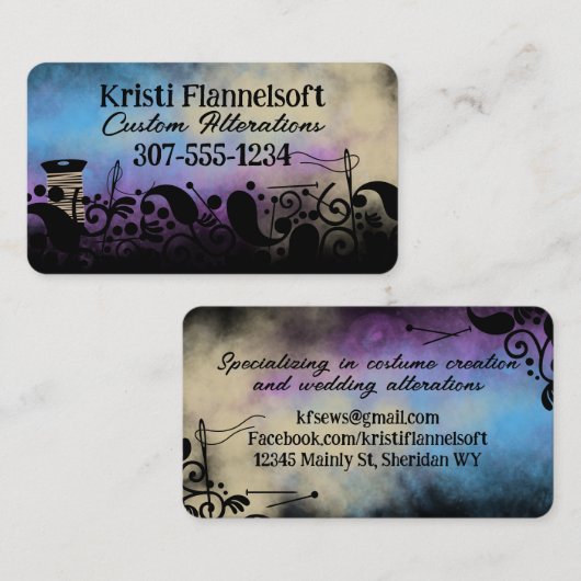 絞り染めペイズリー裁縫メンズシームレスキルター 名刺 (正面/裏面)