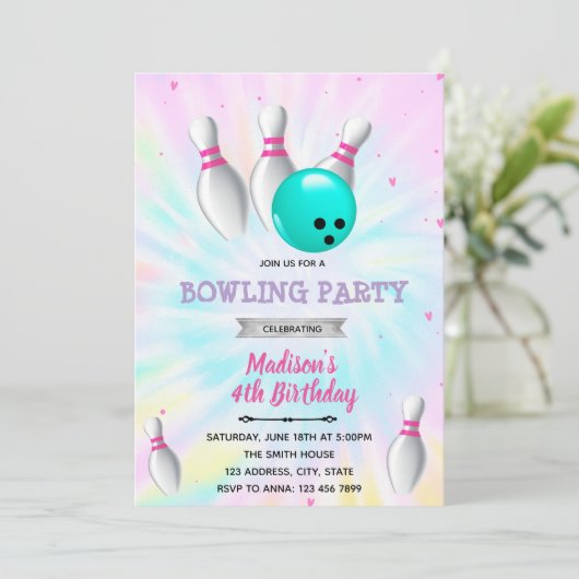 絞り染めボーリングパーティの招待状 招待状 (スタンド正面)