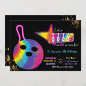 絞り染めボーリングパーティー、誕生日70のグローボーリング 招待状 (正面/裏面)