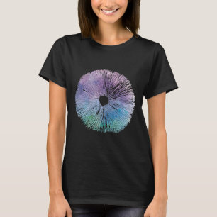 絞り染めマッシュルームキャップ芽胞ワイルドマッシュルームコテージ Tシャツ