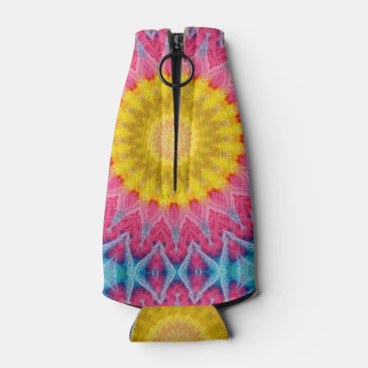 絞り染めマンダラ万華鏡のように千変万化するパターンメダリオンフラワー ボトルクーラー (裏面)