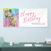 絞り染めモダンヒッピー写真誕生日 横断幕 (トレードショー)