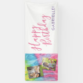 絞り染めモダンヒッピー写真誕生日 横断幕 (縦)