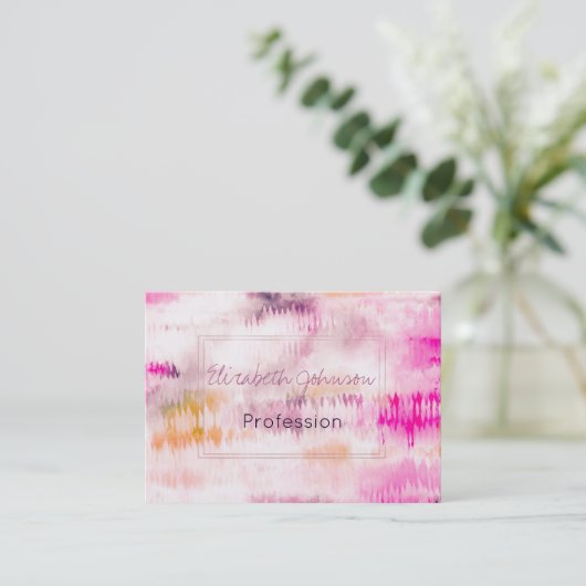 絞り染めモダン抽象芸術ピンク 名刺 (スタンド正面)