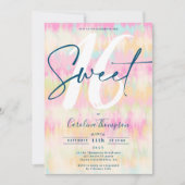 絞り染めユニコーンレインボーパステルフォントフォトスイート16 招待状 (正面)