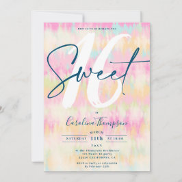 絞り染めユニコーンレインボーパステルフォントフォトスイート16 招待状