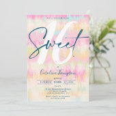 絞り染めユニコーンレインボーパステルフォントフォトスイート16 招待状 (スタンド正面)