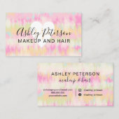 絞り染めユニコーン虹のハートメイクアップと髪 名刺 (正面/裏面)