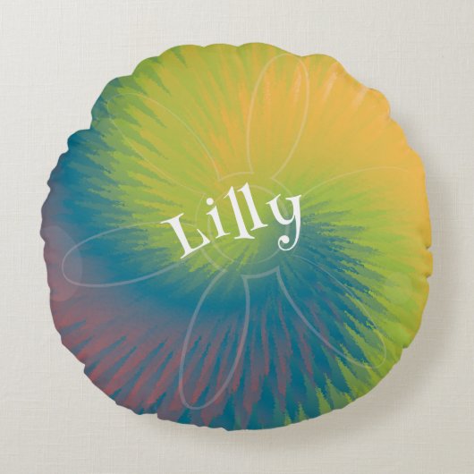 絞り染めラウンド装飾用クッション ラウンドクッション (正面)
